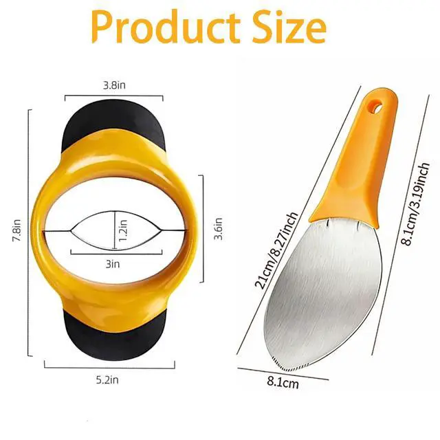 Alt view image 2 of 7 - 2Pcs Mango Slicer Splitter Pit Remover Bundle,Stainless Steel Mango Cutter