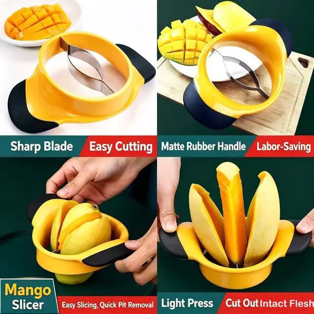 Alt view image 4 of 7 - 2Pcs Mango Slicer Splitter Pit Remover Bundle,Stainless Steel Mango Cutter