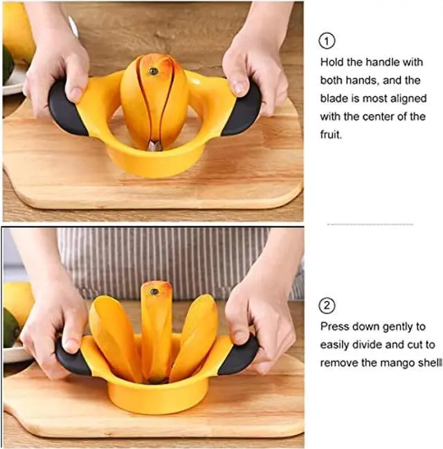 Alt view image 6 of 7 - 2Pcs Mango Slicer Splitter Pit Remover Bundle,Stainless Steel Mango Cutter