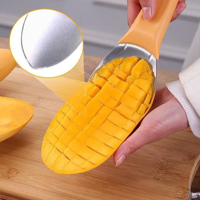 Alt view image 3 of 6 - Pcs Mango Slicer Cutting Tool, Watermelon Cutter Tool, Mango Splitter Dragon Fruit Prep Tool, Mango Pitter and Peeler with Non-Slip Handle Kitchen Tools for papaya, avocado, Kiwi