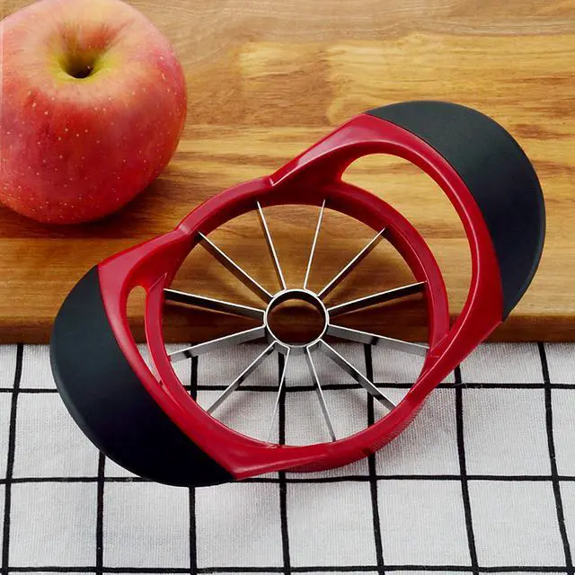 Alt view image 3 of 7 - Blade Apple Slicer Corer CutterUltra Sharp Stainless Steel Blades and Ergonomic Plastic Handle3 in 1 Apple Slicer Potato Slicer Cutter for French Fries and Mango Slicer Corer (Red)