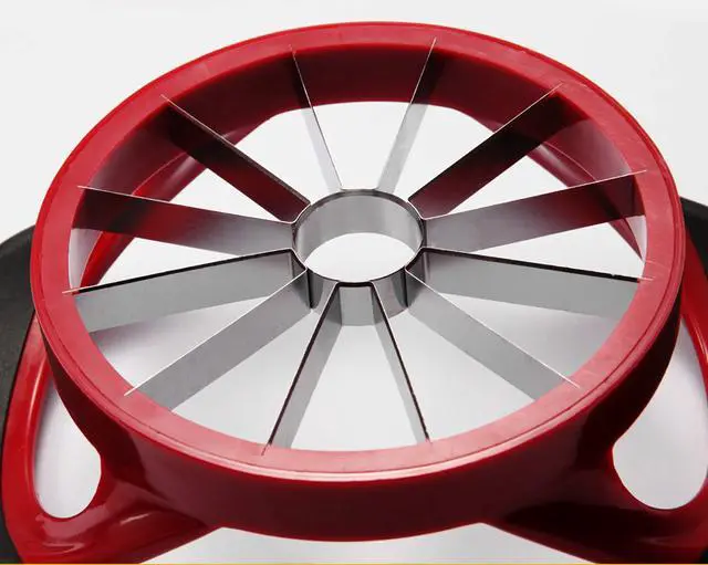 Alt view image 5 of 7 - Blade Apple Slicer Corer CutterUltra Sharp Stainless Steel Blades and Ergonomic Plastic Handle3 in 1 Apple Slicer Potato Slicer Cutter for French Fries and Mango Slicer Corer (Red)