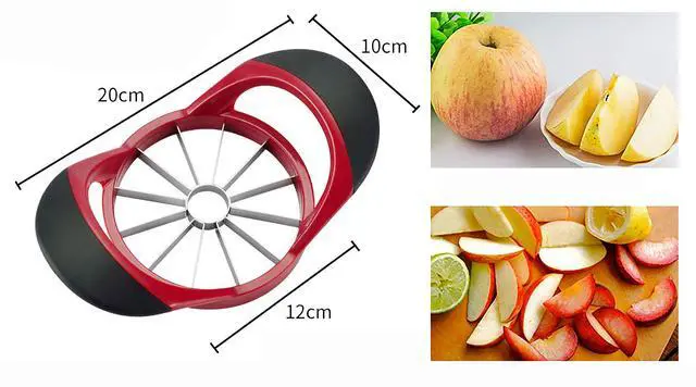 Alt view image 7 of 7 - Blade Apple Slicer Corer CutterUltra Sharp Stainless Steel Blades and Ergonomic Plastic Handle3 in 1 Apple Slicer Potato Slicer Cutter for French Fries and Mango Slicer Corer (Red)