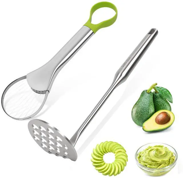 Main image of Avocado Slicer,Stainless Steel Avocado Slicer Tool and Avocado Smasher Tool,Quickly Slices Thinly and Masher,Suitable for Avocados,Potatoes,Dragon Fruit and Other Fruits Vegetables