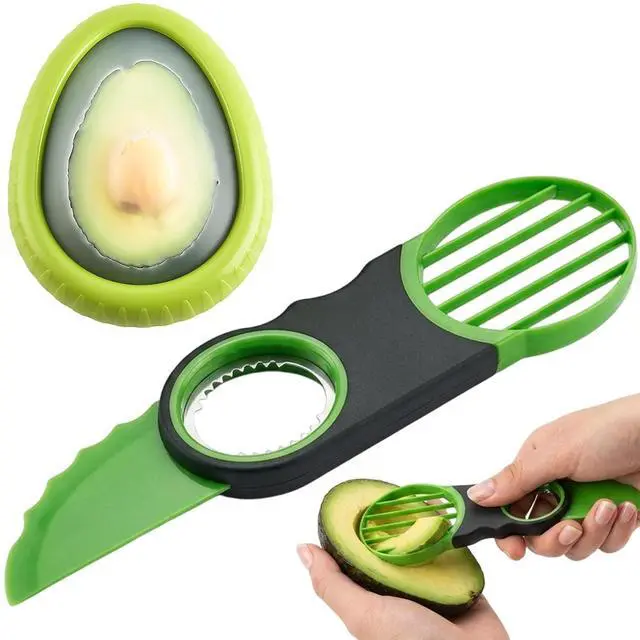 Main image of Avocado Slicer, Avocado Cutter Tool, 2-Piece Kitchen Gadget Set with Stainless Steel Blade and Storage Container, Dishwasher Safe for Fruits and Vegetables, Compact Design for Travel and Camping
