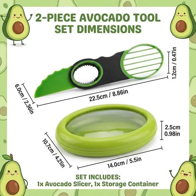Alt view image 2 of 7 - Avocado Slicer, Avocado Cutter Tool, 2-Piece Kitchen Gadget Set with Stainless Steel Blade and Storage Container, Dishwasher Safe for Fruits and Vegetables, Compact Design for Travel and Camping