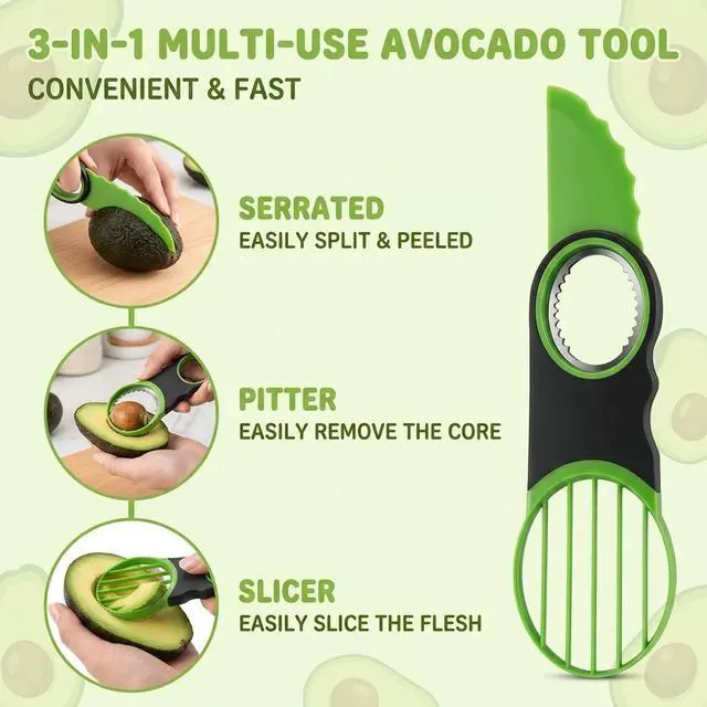 Alt view image 3 of 7 - Avocado Slicer, Avocado Cutter Tool, 2-Piece Kitchen Gadget Set with Stainless Steel Blade and Storage Container, Dishwasher Safe for Fruits and Vegetables, Compact Design for Travel and Camping