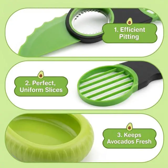 Alt view image 4 of 7 - Avocado Slicer, Avocado Cutter Tool, 2-Piece Kitchen Gadget Set with Stainless Steel Blade and Storage Container, Dishwasher Safe for Fruits and Vegetables, Compact Design for Travel and Camping