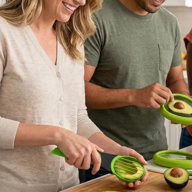 Alt view image 7 of 7 - Avocado Slicer, Avocado Cutter Tool, 2-Piece Kitchen Gadget Set with Stainless Steel Blade and Storage Container, Dishwasher Safe for Fruits and Vegetables, Compact Design for Travel and Camping