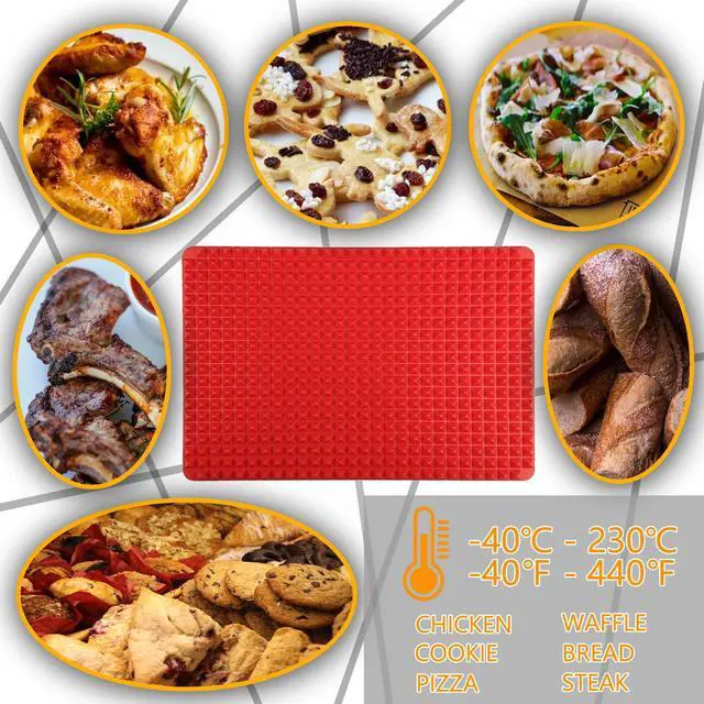 Alt view image 5 of 7 - Silicone Baking Mat Pyramid Sheets Cooking Pan 16"x11" 2 Pack-RedBest Healthy Fat Reducing Nonstick Cooking Mat for Baking Mat with Grid for Oven Grilling BBQ, Baking and Roasting