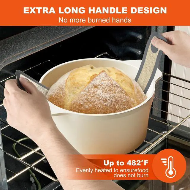 Alt view image 6 of 7 - Silicone Bread Sling for Dutch Oven Liners, Non Stick 2 PCS, Easy Clean Reusable Silicone Bread Baking Mat with Long Handles, Easy to Transfer Sourdough Bread, Round