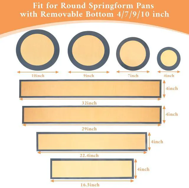 Alt view image 2 of 7 - 4 Set Silicone Baking Mat for Springform Pan 4/7/9/10 Inch, Prevent Cake From Sticking to Bottom and Side, Easy Clean Nonstick Silicone Liners Baking Mat for Baking Cheesecake Pan