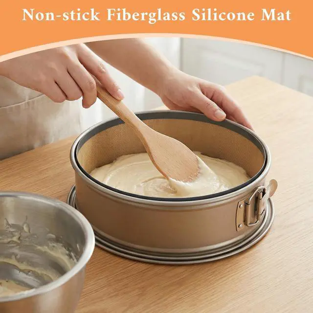 Alt view image 4 of 7 - 4 Set Silicone Baking Mat for Springform Pan 4/7/9/10 Inch, Prevent Cake From Sticking to Bottom and Side, Easy Clean Nonstick Silicone Liners Baking Mat for Baking Cheesecake Pan