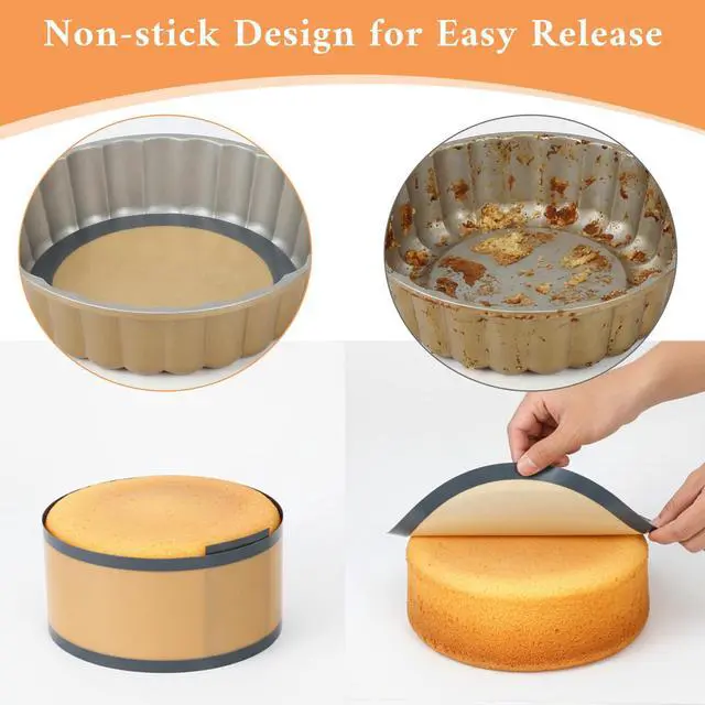 Alt view image 6 of 7 - 4 Set Silicone Baking Mat for Springform Pan 4/7/9/10 Inch, Prevent Cake From Sticking to Bottom and Side, Easy Clean Nonstick Silicone Liners Baking Mat for Baking Cheesecake Pan