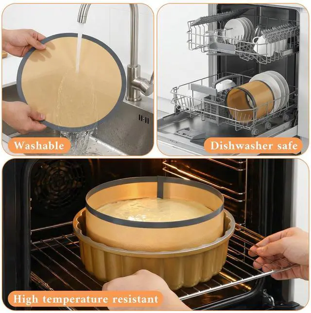 Alt view image 5 of 7 - 4 Set Silicone Baking Mat for Springform Pan 4/7/9/10 Inch, Prevent Cake From Sticking to Bottom and Side, Easy Clean Nonstick Silicone Liners Baking Mat for Baking Cheesecake Pan