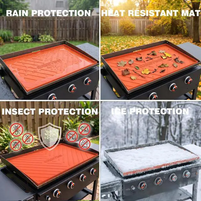 Alt view image 5 of 6 - 36 Inch Silicone Mat for Blackstone Griddle Accessories Grill Top Cover Protector Waterproof Heat Resistant Durable Heavy Duty Cooking Baking BBQ Outdoor Tool Orange Father Dad Men Gifts
