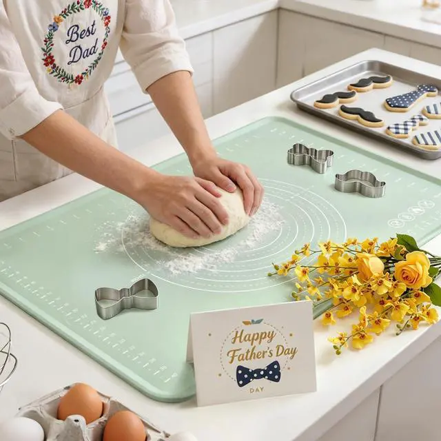 Alt view image 2 of 7 - Extra Large Silicone Baking Mat for Countertops, Extra Thick 28" x 20" Non-Slip Pastry Mat with Raised Edges and Measurements, Food-Grade Dough Rolling Sheet for Kneading, Pizza, Bread,Fondant