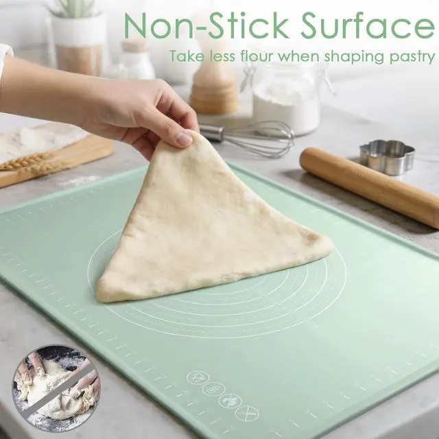 Alt view image 3 of 7 - Extra Large Silicone Baking Mat for Countertops, Extra Thick 28" x 20" Non-Slip Pastry Mat with Raised Edges and Measurements, Food-Grade Dough Rolling Sheet for Kneading, Pizza, Bread,Fondant