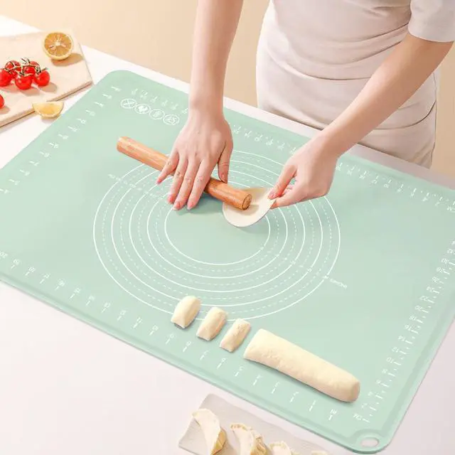 Alt view image 5 of 7 - Extra Large Silicone Baking Mat for Countertops, Extra Thick 28" x 20" Non-Slip Pastry Mat with Raised Edges and Measurements, Food-Grade Dough Rolling Sheet for Kneading, Pizza, Bread,Fondant