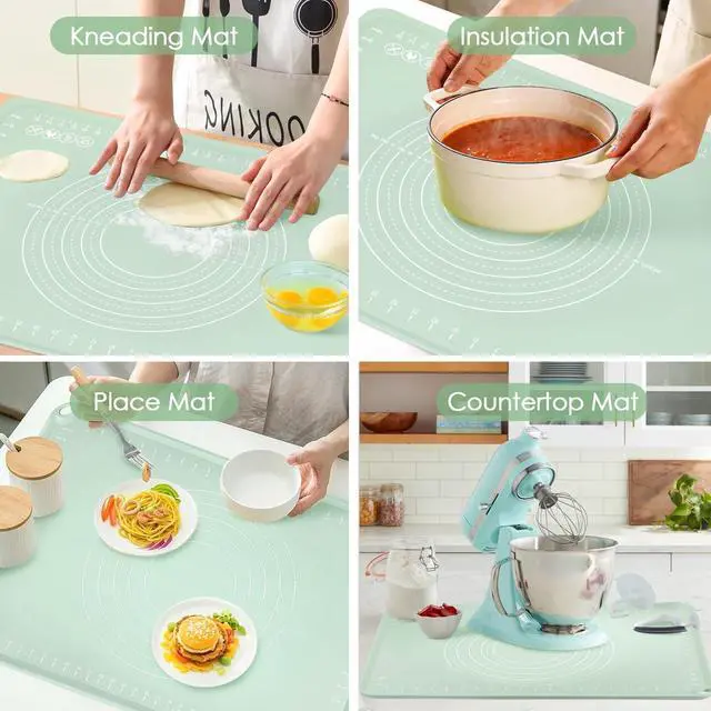 Alt view image 4 of 7 - Extra Large Silicone Baking Mat for Countertops, Extra Thick 28" x 20" Non-Slip Pastry Mat with Raised Edges and Measurements, Food-Grade Dough Rolling Sheet for Kneading, Pizza, Bread,Fondant