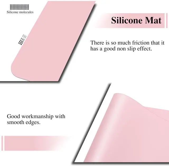 Alt view image 4 of 7 - Silicone Placemats, 2Pcs 15.7"x 11.8"x 0.03" Pink Silicone Table Mat, Silicone Mats for Baking, Jewelry, Kitchen Counter