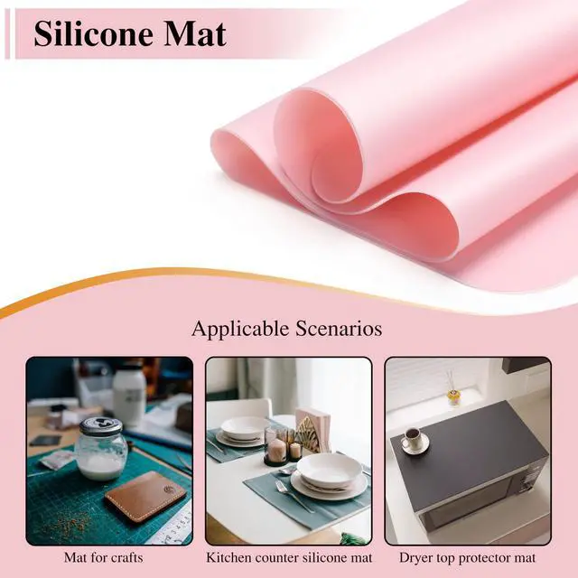Alt view image 7 of 7 - Silicone Placemats, 2Pcs 15.7"x 11.8"x 0.03" Pink Silicone Table Mat, Silicone Mats for Baking, Jewelry, Kitchen Counter
