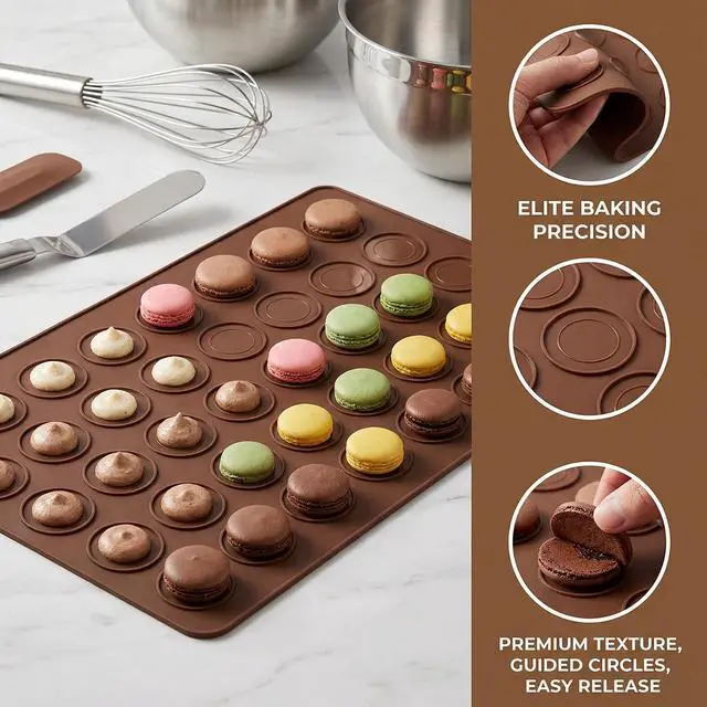 Alt view image 4 of 7 - 2 PCS 48 Capacity Macaron Silicone Baking Mat Baking Sheet Muffin DIY Chocolate Cookie Mould