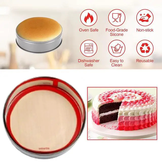 Alt view image 6 of 7 - 2 Packs Silicone Baking Mat for Springform Pan 9",Reusable Baking Mat Prevent Cake from Sticking to Bottom & Side,Food Safe Non-Stick Silicone Mat for Baking Easy Clean Oven Baking Sheet for Cake Pan