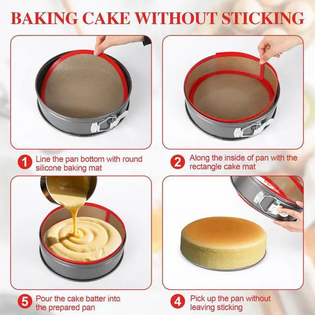 Alt view image 7 of 7 - 2 Packs Silicone Baking Mat for Springform Pan 9",Reusable Baking Mat Prevent Cake from Sticking to Bottom & Side,Food Safe Non-Stick Silicone Mat for Baking Easy Clean Oven Baking Sheet for Cake Pan
