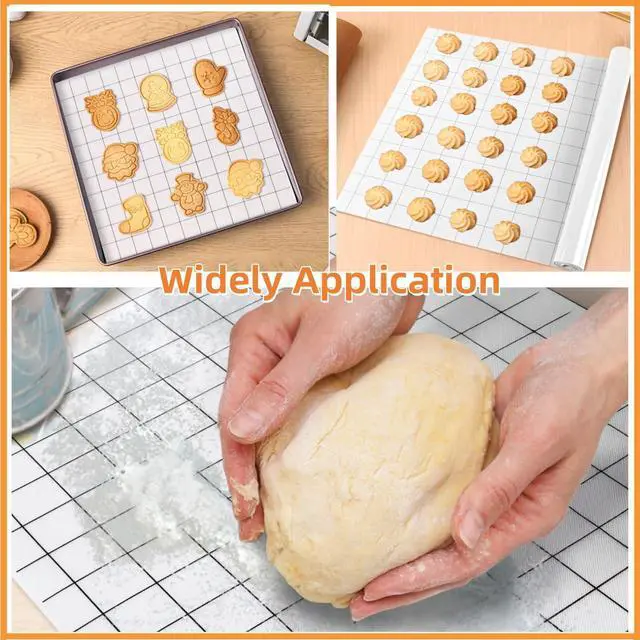 Alt view image 6 of 6 - 12 In x 8 FT Silicone Baking Mat Roll, Non-Stick Grid Pastry Mat Free Cutting, Heat Resistant Food Grade Counter Mat, Air Fryer Liner for Pizza, biscuit, Pie Crust
