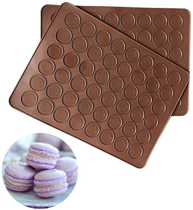Main image of Silicone Macaron Baking Mats, 2 Non-Stick Silicone Baking Mats, Food Safe Baking Mat, Great For Macaron, Cookies, Bread, Pastry, Dessert (2Pcs 48Capavity)