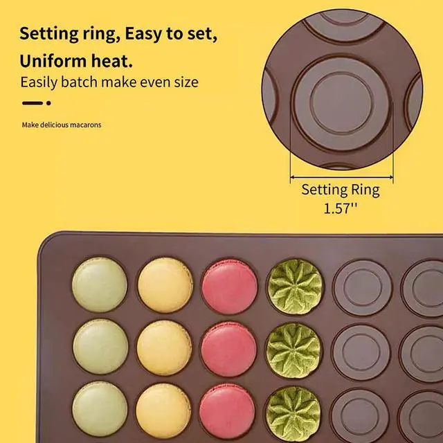 Alt view image 3 of 7 - Silicone Macaron Baking Mats, 2 Non-Stick Silicone Baking Mats, Food Safe Baking Mat, Great For Macaron, Cookies, Bread, Pastry, Dessert (2Pcs 48Capavity)