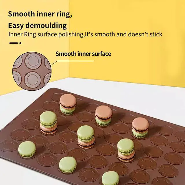 Alt view image 4 of 7 - Silicone Macaron Baking Mats, 2 Non-Stick Silicone Baking Mats, Food Safe Baking Mat, Great For Macaron, Cookies, Bread, Pastry, Dessert (2Pcs 48Capavity)