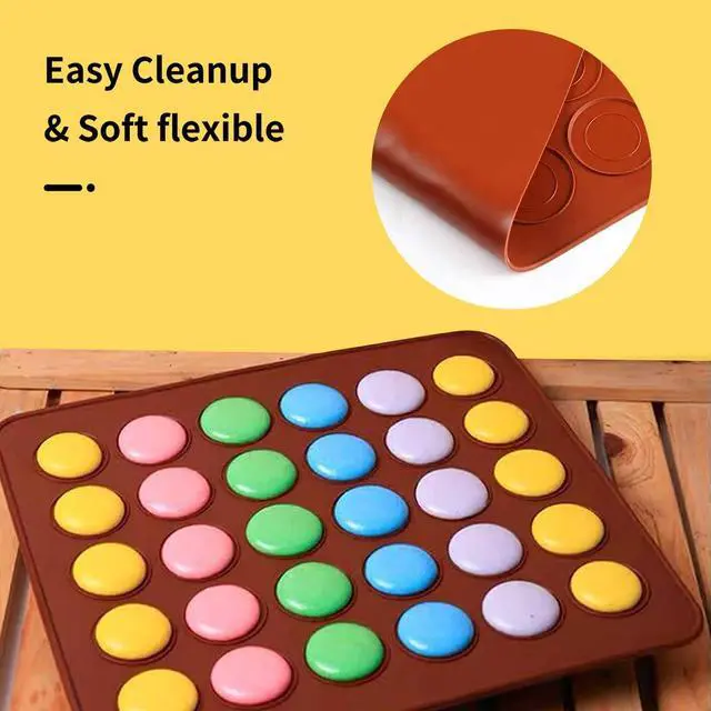 Alt view image 5 of 7 - Silicone Macaron Baking Mats, 2 Non-Stick Silicone Baking Mats, Food Safe Baking Mat, Great For Macaron, Cookies, Bread, Pastry, Dessert (2Pcs 48Capavity)
