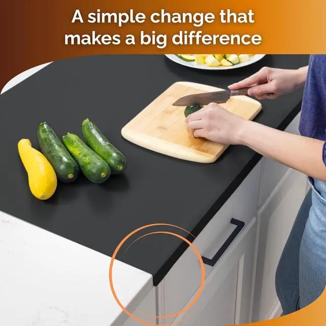 Alt view image 3 of 7 - Silicone Mat for Kitchen Counter with "Edge Protection" Quartz Countertop Protector Mats Silicone Heat Resistant Mat No Folds or Wrinkles 1.4mm Thick, 24"x16", Black