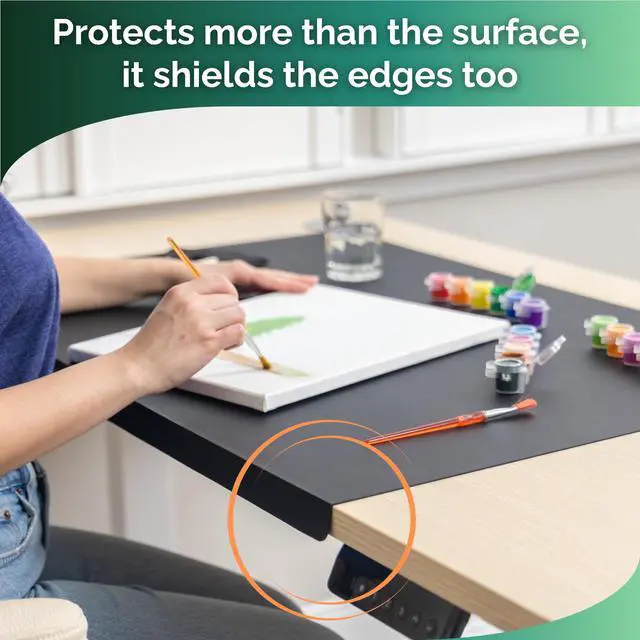 Alt view image 5 of 7 - Silicone Mat for Kitchen Counter with "Edge Protection" Quartz Countertop Protector Mats Silicone Heat Resistant Mat No Folds or Wrinkles 1.4mm Thick, 24"x16", Black