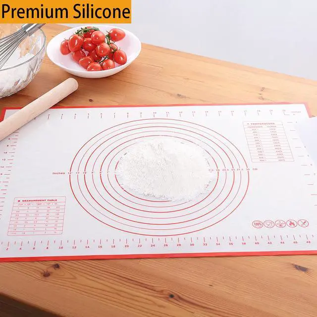 Alt view image 2 of 7 - Silicone Baking MatNon Stick Rolling Dough with Measurements for Pie Pizza Cookies Fondant MakingExtra Thick Non Slip Silicone Pastry Mat (Red, M-16"×20")