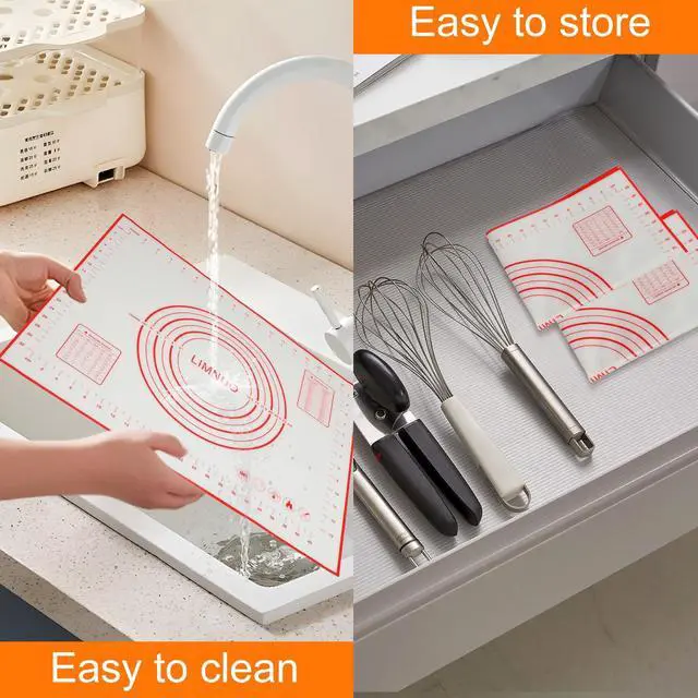 Alt view image 4 of 7 - Silicone Baking MatNon Stick Rolling Dough with Measurements for Pie Pizza Cookies Fondant MakingExtra Thick Non Slip Silicone Pastry Mat (Red, M-16"×20")