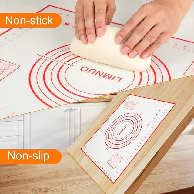Alt view image 3 of 7 - Silicone Baking MatNon Stick Rolling Dough with Measurements for Pie Pizza Cookies Fondant MakingExtra Thick Non Slip Silicone Pastry Mat (Red, M-16"×20")