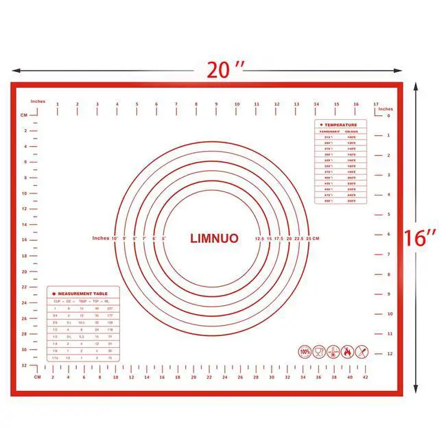 Alt view image 7 of 7 - Silicone Baking MatNon Stick Rolling Dough with Measurements for Pie Pizza Cookies Fondant MakingExtra Thick Non Slip Silicone Pastry Mat (Red, M-16"×20")
