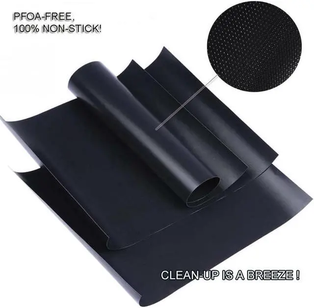 Alt view image 3 of 7 - Grill Mat Set of 6-100% Non-Stick Reusable Mats for Gas, Charcoal or Electric Grills - Easy to Clean - 15.75 x 13-Inch, Black