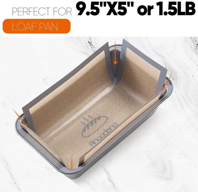 Alt view image 2 of 6 - Silicone Bread Loaf Pan Liners, 2 pack Nonstick and Reusable Bread pan Liner. silicone baking mat for 9.5 x 5 inch Loaf Pan