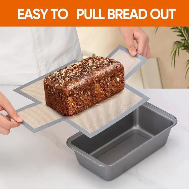 Alt view image 4 of 6 - Silicone Bread Loaf Pan Liners, 2 pack Nonstick and Reusable Bread pan Liner. silicone baking mat for 9.5 x 5 inch Loaf Pan
