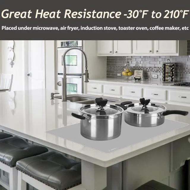 Alt view image 4 of 6 - Extra Large Silicone Mat 36" x 24" Place Mats, Heat Resistant Mat for Kitchen Countertop Protector, Thick Placemats Washable Silicone Mats for Kitchen Counter Mat Dining Table Mat, Grey,