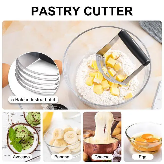 Alt view image 5 of 7 - Pastry Cutter, Biscuit Cutter, Dough Scraper, Silicone Baking Mats, Stainless Steel Pastry Blender Set, Dough Cutter Biscuit Cutter Baking Pastry Mat Dough Blender Tools & Pastry Utensils (5 Pcs/Set)