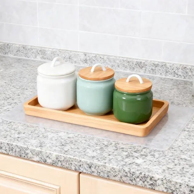 Alt view image 5 of 7 - 2 Pcs Clear Silicone Mat 12 x 8 Inch Silicone Placemats Non-Slip Baking Mat for Kitchen Counter Countertop Protector Heat Resistant Countertop Liner for Pastry