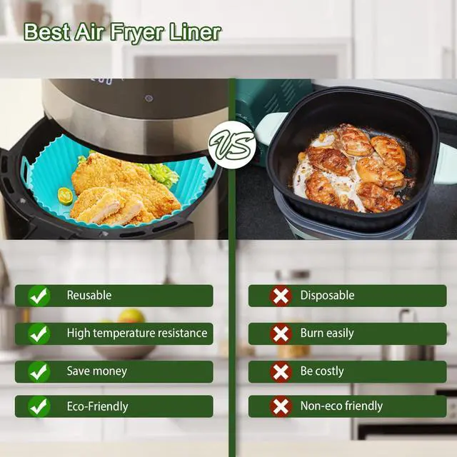Alt view image 3 of 7 - 3 Pack Air Fryer Silicone Liners, 8Inch Airfryer Liners, AirFryer Basket Liner, Reusable Food Grade Air Fryers Basket Pots Oven Liner Baking Tray, Air Fryer Silicone Mat Accessories Kitchen