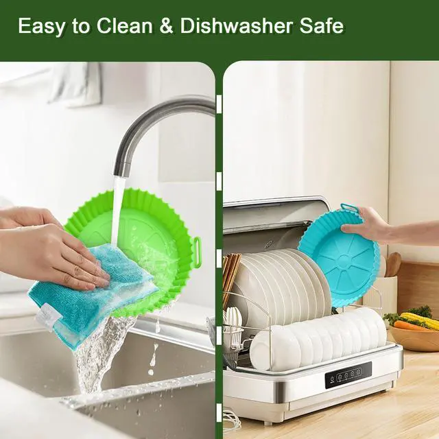 Alt view image 6 of 7 - 3 Pack Air Fryer Silicone Liners, 8Inch Airfryer Liners, AirFryer Basket Liner, Reusable Food Grade Air Fryers Basket Pots Oven Liner Baking Tray, Air Fryer Silicone Mat Accessories Kitchen