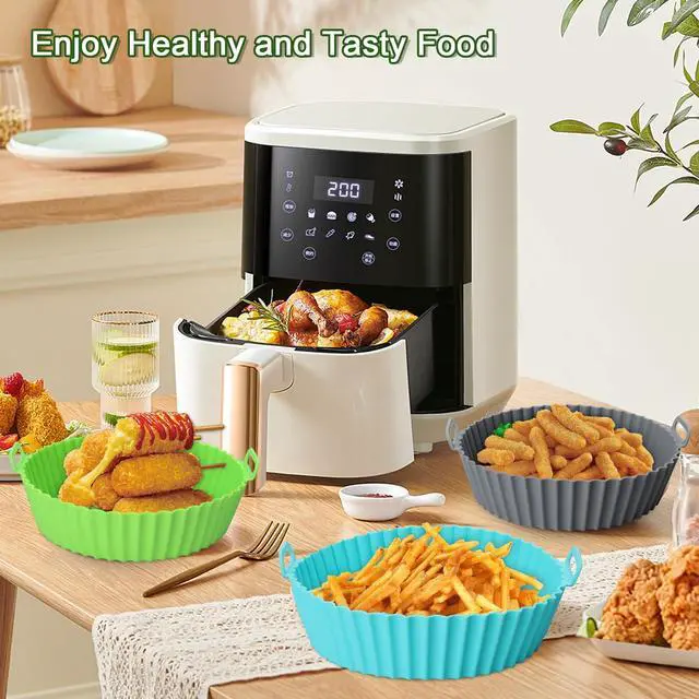 Alt view image 7 of 7 - 3 Pack Air Fryer Silicone Liners, 8Inch Airfryer Liners, AirFryer Basket Liner, Reusable Food Grade Air Fryers Basket Pots Oven Liner Baking Tray, Air Fryer Silicone Mat Accessories Kitchen