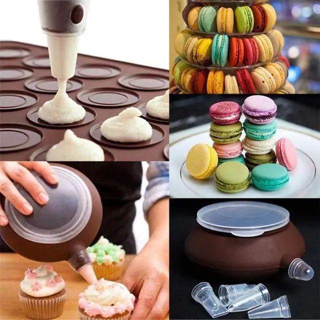 Alt view image 7 of 7 - 48 Hole Macarons Silicone Mat Baking Mold Silicone Macaron Kit Pastry Baking Mat and Decorating Piping Pot with 4pcs Nozzles